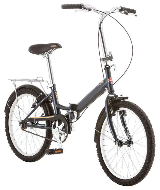 20-Inch Folding Bike for Adults, Unisex Design with Alloy Wheels, Single Speed Drivetrain, Rear Cargo Rack, and Storage Carrying Bag – Grey