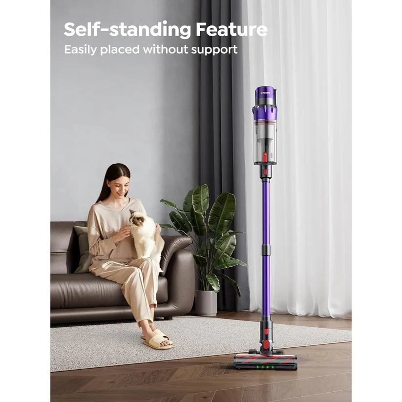 Cordless Vacuum Cleaner, 550W with 45KPA Suction, 60-Minute Runtime, Self-Standing Stick Vacuum with Wall Mount Charging, Intelligent Auto Mode, and Handheld Function for Pet Hair, Carpet, and Hard Floors