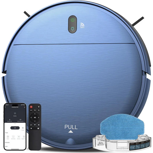 2-in-1 Robot Vacuum and Mop Combo with WiFi/App Control, 2000Pa Suction, 230ML Water Tank, Self-Charging, Slim Design – Ideal for Hard Floors, Low-Pile Carpets, and Pet Hair