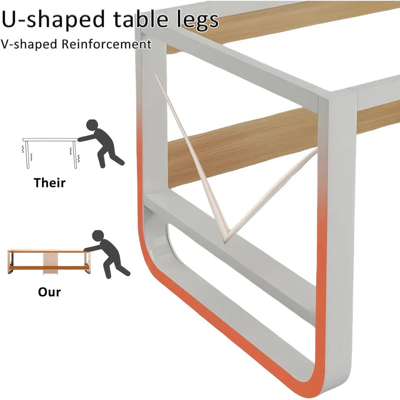 95" Two-Person Office Desk with 3 File Drawers, Large Dual PC Table with Adjustable Feet, Industrial Wood Design for Home Office – Natural Finish"